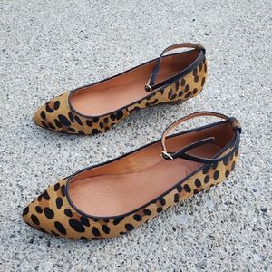 Madewell 1937 The Mini Wedge Leopard Print Calfskin Ballet Flat Size 6.5 Leather